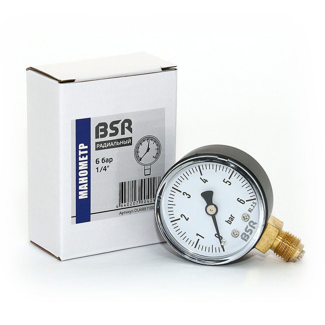 Манометр BSR 6 бар, 1/4 