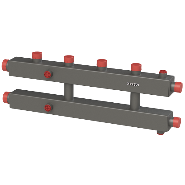 Гидравлический коллектор горизонтальный, односторонний, 3 контура, до 70кВт
