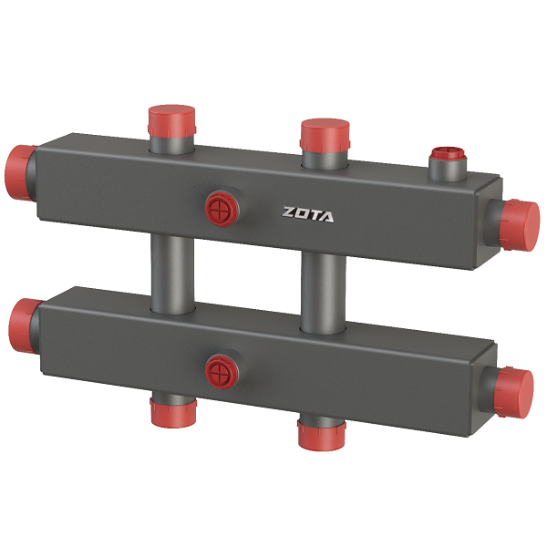 Гидравлический коллектор горизонтальный, двухсторонний, 3 контура, до 70кВт