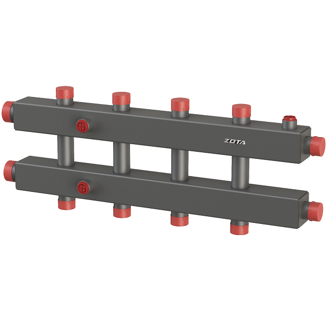 Гидравлический коллектор горизонтальный, двухсторонний, 5 контуров, до 70кВт