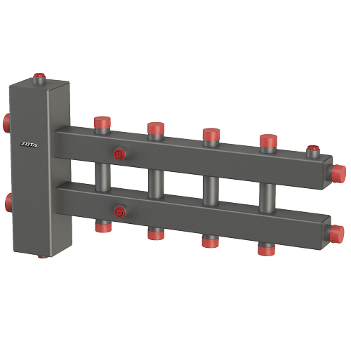 Гидроразделитель с коллектором горизонтальный, двухсторонний, 5 контуров, до 70 кВт