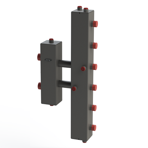 Гидроразделитель с коллектором вертикальный, односторонний, 3 контура, до 70 кВт