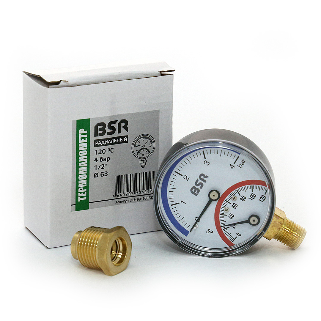 Термоманометр BSR 120°C, 4 бар, 1/2