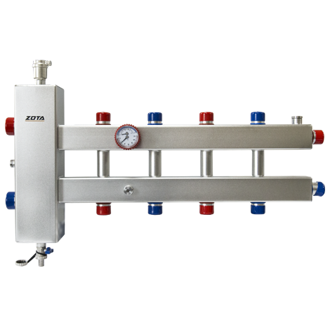 Гидроразделитель нерж. с коллектором горизонтальный, двухсторонний, 5 контуров