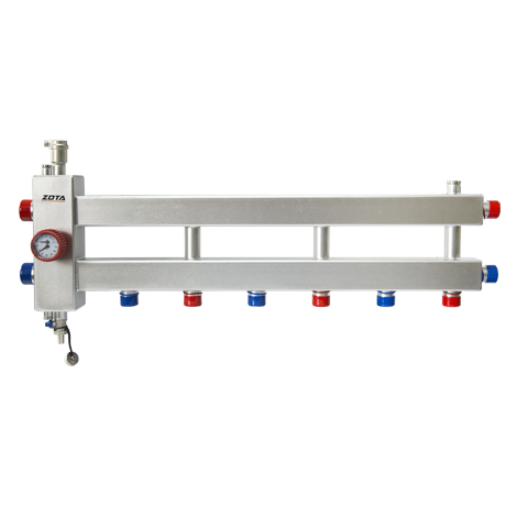Гидроразделитель нерж. с коллектором горизонтальный, односторонний, 4 контура