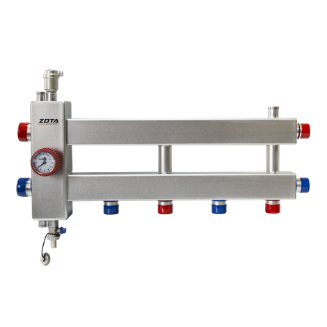 Гидроразделитель нерж. с коллектором горизонтальный, односторонний, 3 контура