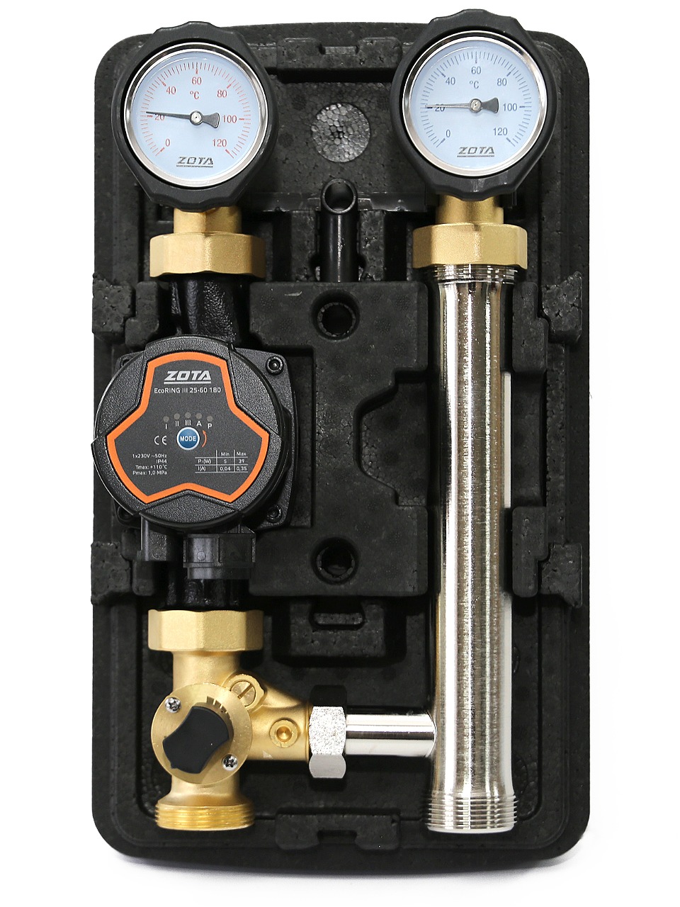 Комплект ZOTA ГБМ с 3х ходовым смесителем с насосом EcoRING III 25-60 180